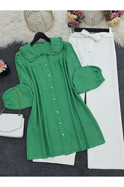 HİJABAYA Boydandan Buttoned Baby Collar Tunic