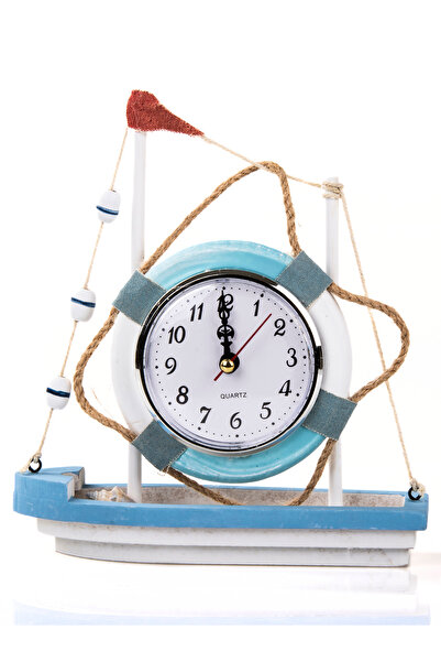 MUKKO HOME Deniz Temalı Ahşap Yelkenli Masaüstü Saat Marin serisi saat