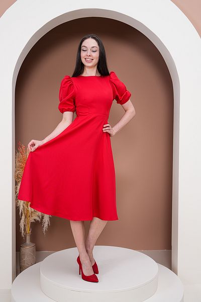 Varyete Balloon Sleeve Midi Length Flared Dress