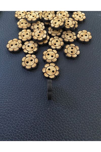 yalıgraf 15mm 20Pcs Wooden Daisy Amigurumi Doll Button