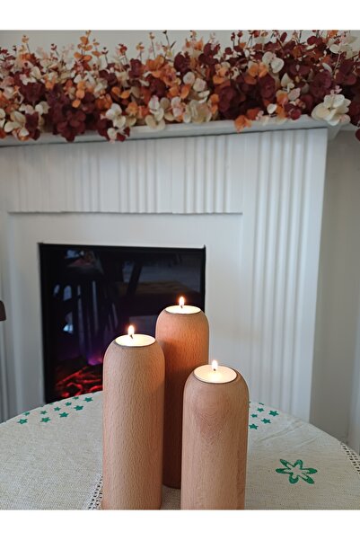Dnz Ahşap 3'lü Mumluk Şamdan