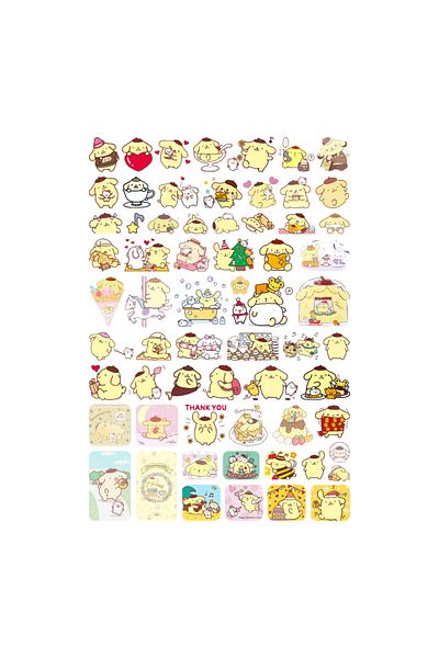 Ororabutik Σετ αυτοκόλλητων 60 τμχ Kawai Pompompurin Hello Kitty - Σετ αυτοκόλλητων Bullet Journal και Scrapbook