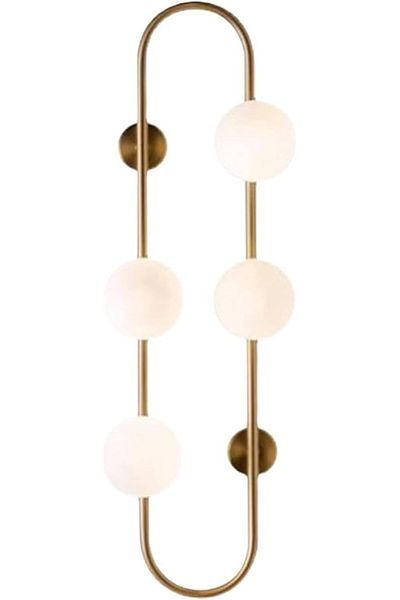 A F N LIGHTING A F N LIGHTINGS Capsule-Shaped Wall Lamp, 4-Light Metal E27 Fixture with White Glass Shade