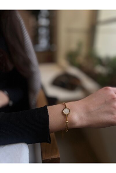 SHINELUC سوار من الفولاذ الذهبي بأرقام رومانية بيرليسسينت