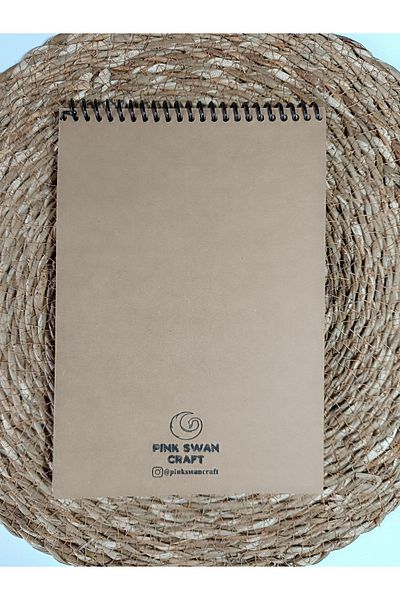 Pink Swan Craft Copertă groasă Kraft A5 - 40 de coli 80 de pagini Caiet cu spirală, album de însemnări, jurnal cu glonț