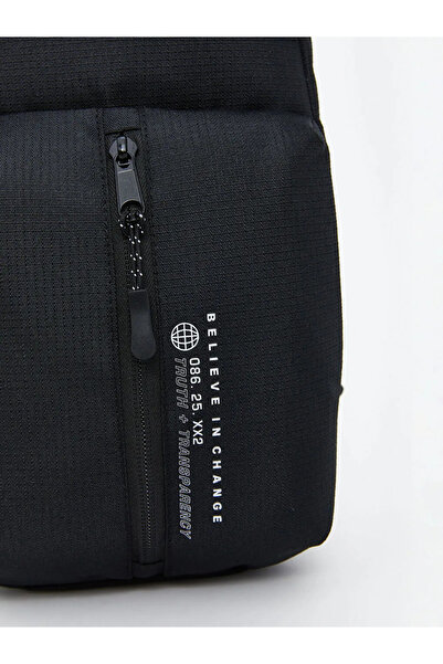 LC Waikiki LCW ACCESSORIES Çok Bölmeli Fermuarlı Siyah Erkek Göğüs Çantası