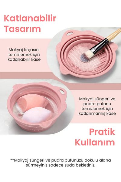 AcarlarTicaret Silicone Makeup Brush Cleaning Cup Attachment, Foldable, Brush and Sponge Cleaning Mat