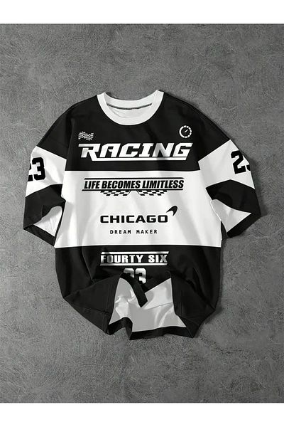 Machetta Unisex Racing Printed Oversize %100 Cotton T-shirt