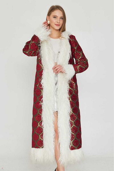 Redpoint Jackets Jacquard Faux Fur Detailed Kaftan