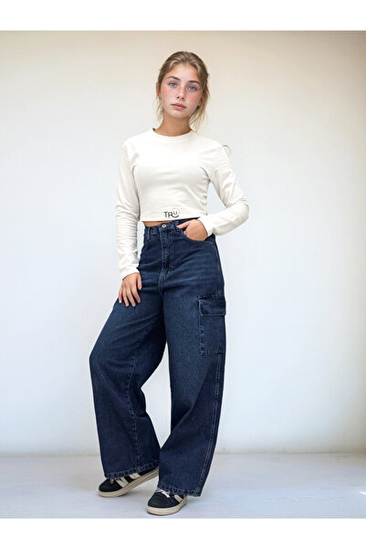 Jannock 100% памучни дънки с широки джобове и овърсайз кройка за момичета