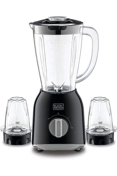 Black&Decker Black+Decker 400W 1.5 Blender with 2 x Grinder Mills, Black - BX365-B5, 2 Years Warranty