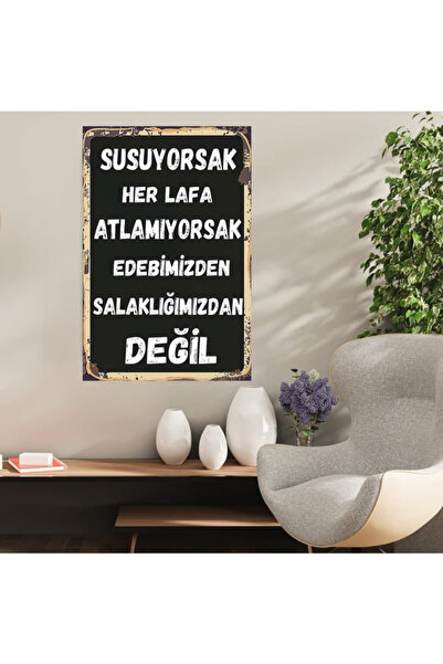 DURUSOY Ξύλινη ρετρό αφίσα από MDF, Αστεία ατάκες, Γραφές τοίχου, Τοπίο, Ιστο...