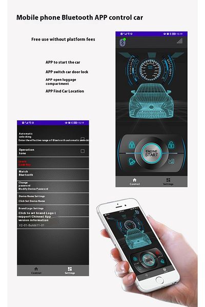 fulina Care Emergency Key,Car SUV Switch Keyless Entry Engine Start Alarm System,With Remote Controller