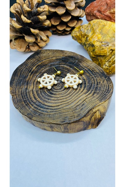 Porsuk Alternatif أقراط على شكل دفة سفينة من السيراميك مصنوعة يدويًا