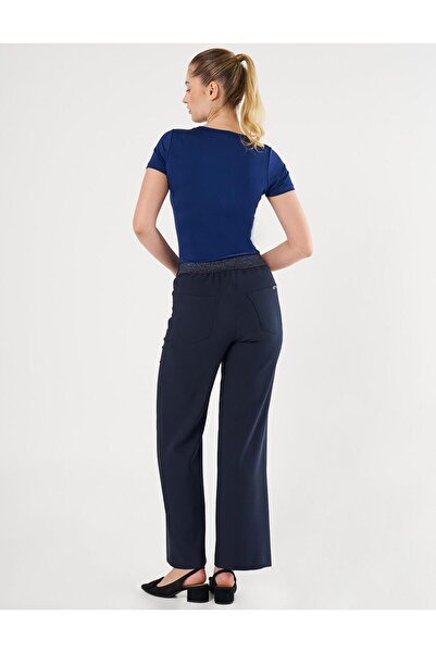 KYR High Waist Trousers with Waistband Dark Navy Blue
