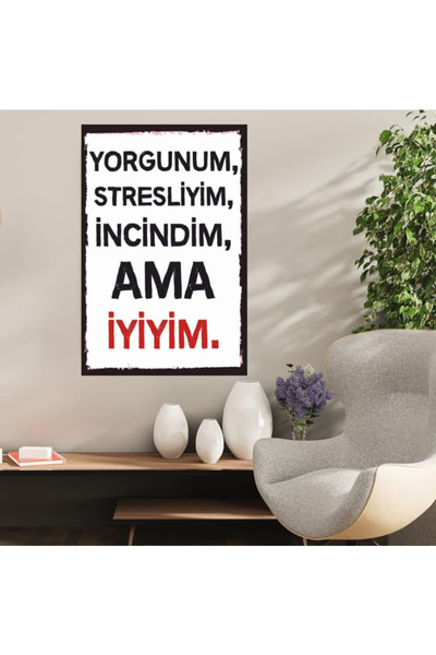 DURUSOY Ξύλινη ρετρό αφίσα από MDF, Αστεία ατάκες, Γραφές τοίχου, Τοπίο, Ιστο...