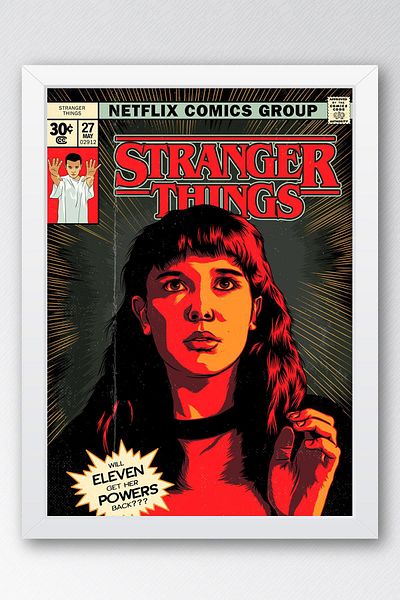Saturn Stranger Things Pictură înrămată - Poster cu design de copertă de benzi desenate