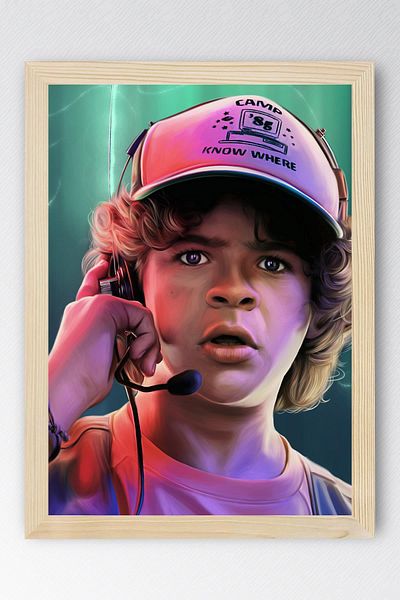 Saturn Stranger Things Dustin Framed Painting - Tv Series Poster Painting