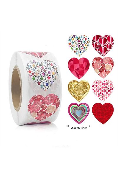 Choice C-500pcs 1pc Valentines Day Stickers Heart Adhesive Decals Valentines Sealing Stickers Weeding Invit
