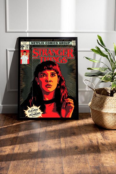 Saturn Stranger Things Pictură înrămată - Poster cu design de copertă de benzi desenate