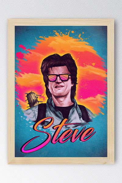 Saturn Stranger Things Steve Framed Painting - Tv Series Poster Painting