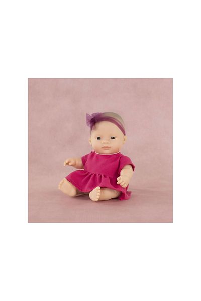 Miniland Asian girl baby doll 21 cm in dress, scented body, My Friends and Me collection