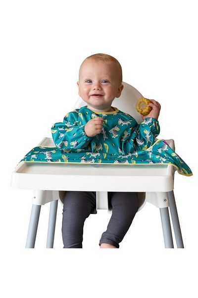 Tidy Tot Bib with sleeves and suction cups - Cheerful zebras