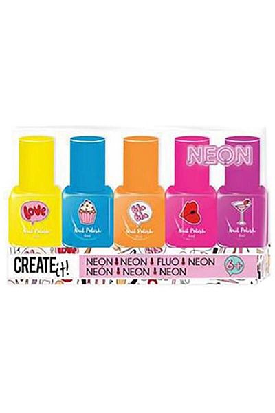 Create It Set of 5 Create It! neon nail polishes, various colors, for girls