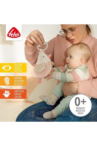 Fehn Plush book for babies - Pastel bird