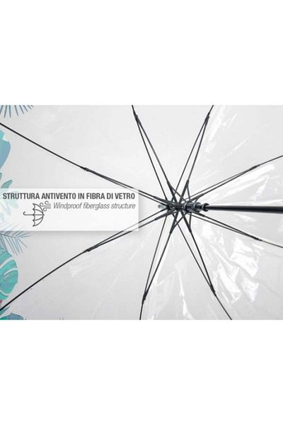 Perletti Perletti automatic women's umbrella, dome shape with leaves