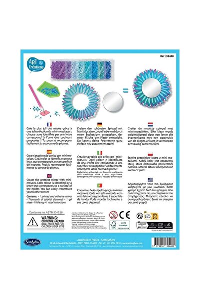 Sentosphere Creative kit with diamonds / rhinestones - Feather mosaic mirror