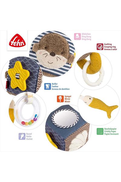 Fehn Plush cube with activities - Otter