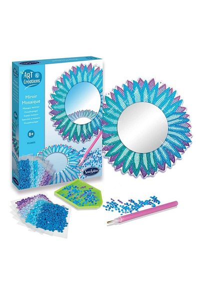Sentosphere Creative kit with diamonds / rhinestones - Feather mosaic mirror