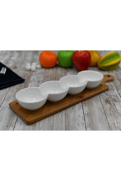 mastergold Melamine Divided Serving Plate Multi Use for Nuts, Desserts and Sauces White, Shatterproof