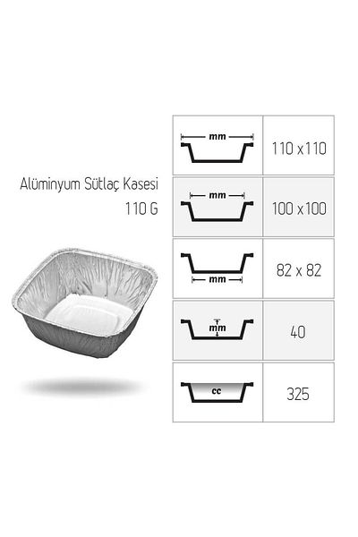 GPTURKGRUP 100 Pieces Aluminum Rice Pudding Bowl - 110/g