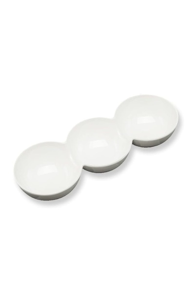 mastergold Melamine Divided Serving Plate Multi Use for Nuts, Desserts and Sauces in White, Shatterproof
