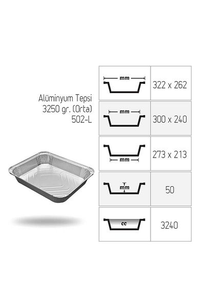 san Aluminum Tray Medium 3250 gr 25 Pieces