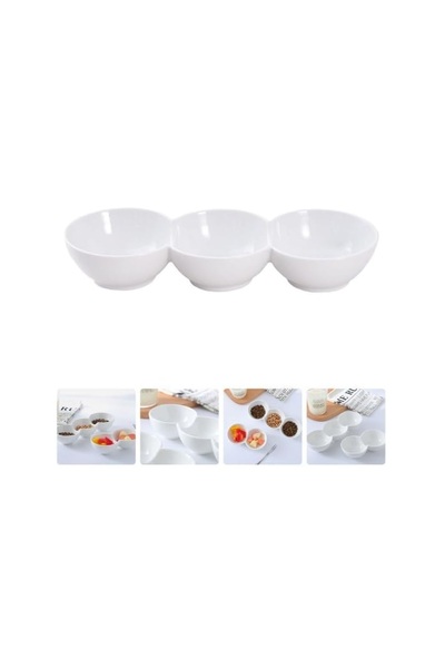 mastergold Melamine Divided Serving Plate Multi Use for Nuts, Desserts and Sauces in White, Shatterproof