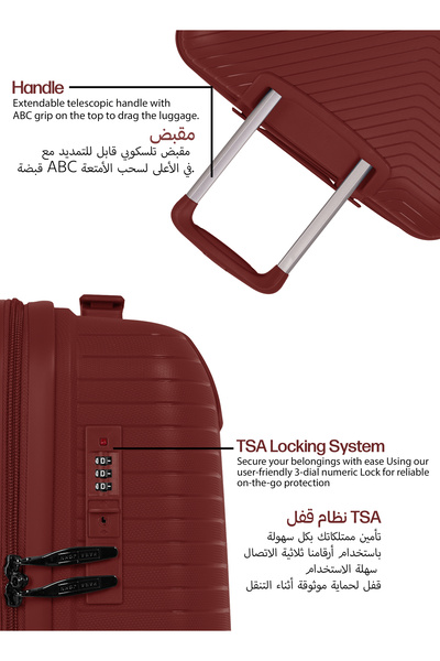 PARAJOHN New EDGE Series 3PCS Polypropylene Luggage Set-RED