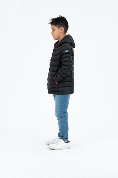 G-FOX SHORT FIXED HOODED PADDED BOY'S PUFFED COAT 7093E