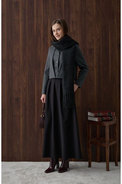 Fatma Atasoy Layered Anthracite Short Stamp Jacket