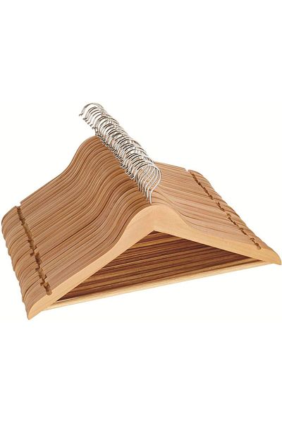 AWH Solid Wood Coat Hangers - Non-Slip Clothes Hangers with Notches & 360° Swivel Hook (16 Pack)