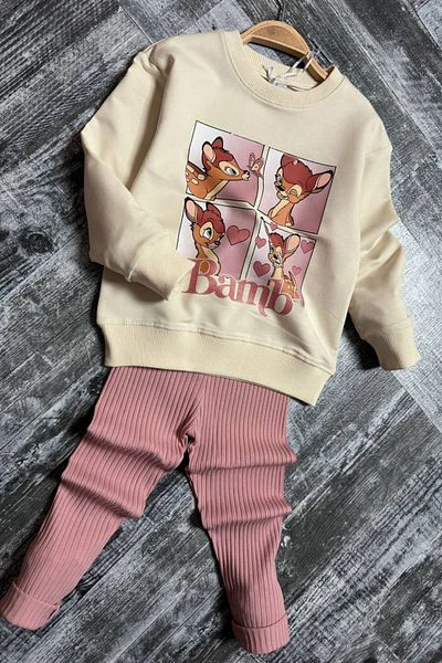 EQRU Girls' Long Sleeve Two Yarn Seasonal Set with Leggings - Dusty Rose