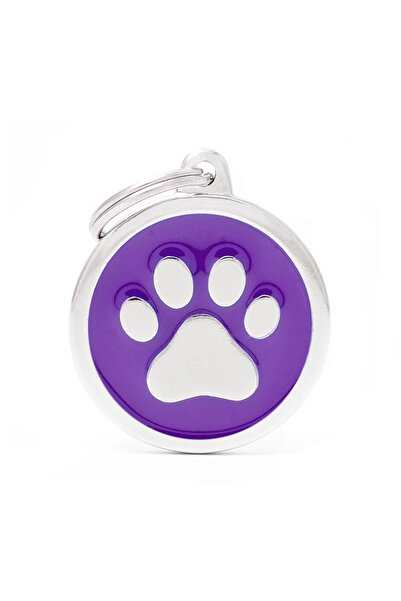 My Family بطاقة تعريف الحيوانات الأليفة MyFamily Classic Big Purple Circle Paw