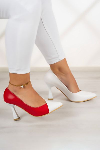 Erkan Saçmacı Jatqılı Plus Red White Goblet Heeled Shoes