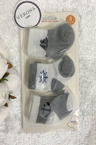 VERONA TARZ Set of 3 Socks for Newborn Baby Boy - 0-6 Months