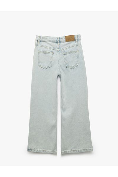 Koton Pantaloni largi din denim cu detalii din piatră de bumbac