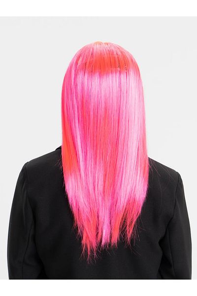 VALORİA Candy Pink Dark Pink Color Long Straight Party Wig