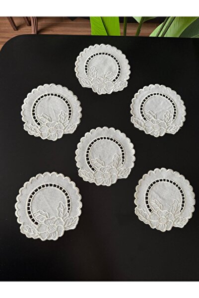 NC Home Design Квіти Біла вишивка на серветці для сервірування столу, 2 штуки