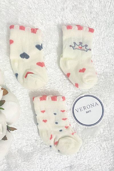 VERONA TARZ Soft Baby Girl Socks Set - 0-6 Months, 3-Piece